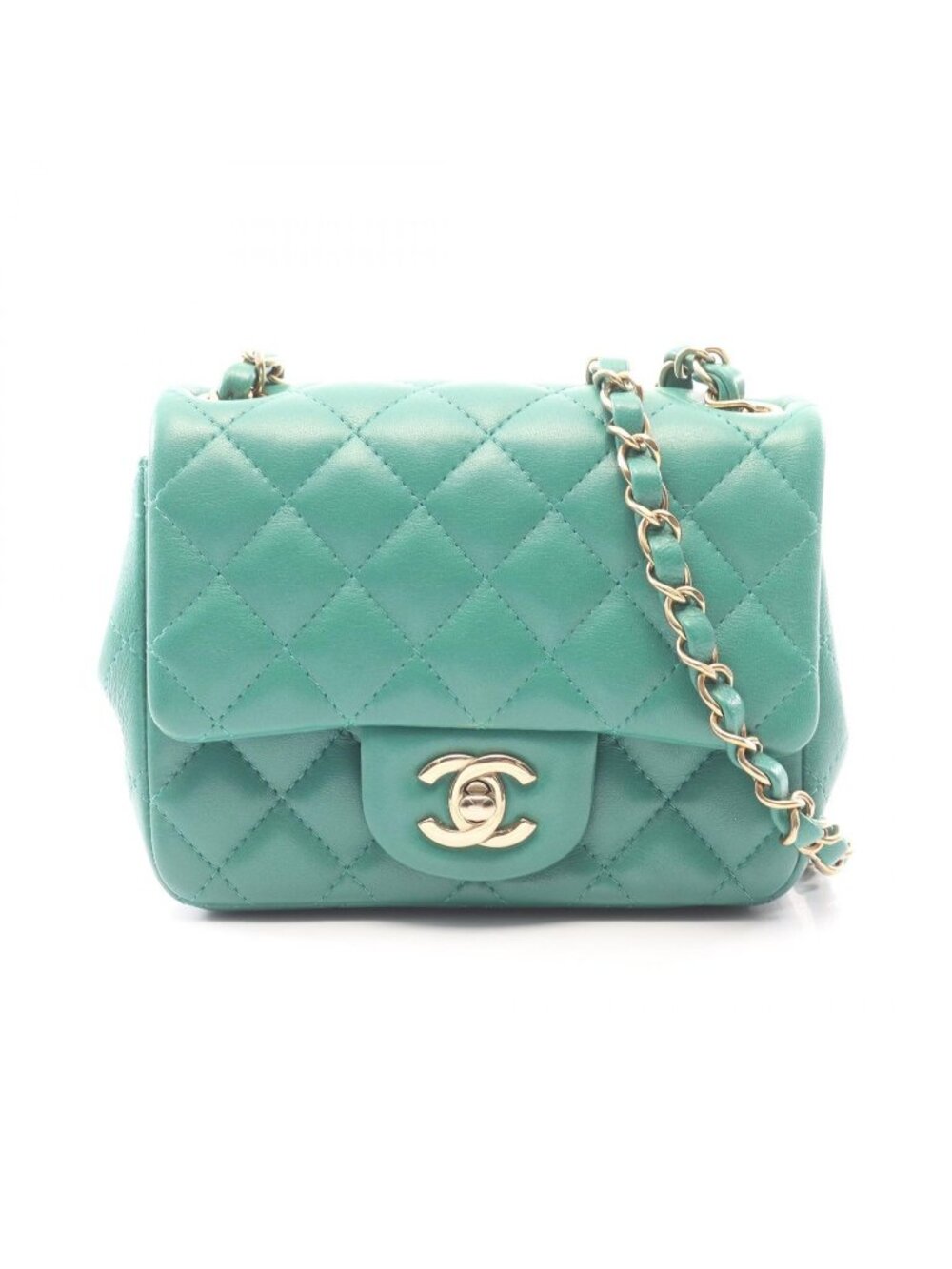 Chanel Shoulder Bag Mini Quilted Green Lambskin Chain